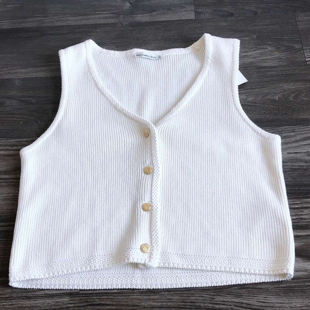 NWT Abercrombie and Fitch Mara Sweater Vest XL Cream Ivory - Picture 4 of 12